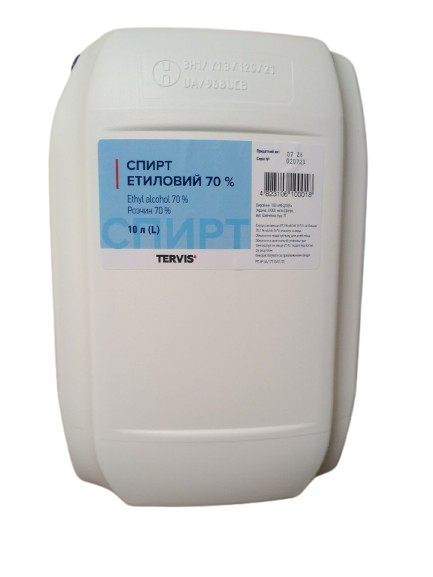 Спирт етиловий 70% по 10 л у каністрах полімерних Медлев